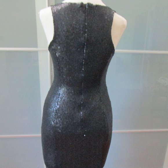 *SOLD* Jay Godfrey Sequin Slit Cocktail Dress in Black - Picture 3 of 8